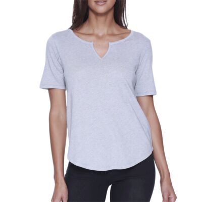 Ladies' Cotton/Modal Slit V-Neck Thumbnail