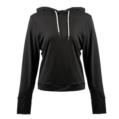 Ladies' Modest Crop Hooded Sweatshirt Thumbnail