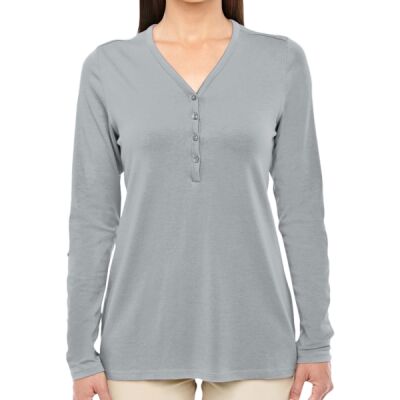 Ladies' Perfect Fit™ Y-Placket Convertible Sleeve Knit Top Thumbnail