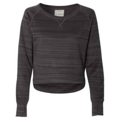 Women's Odyssey Striped Performance Fleece Hi-Low Crewneck Sweatshirt Thumbnail
