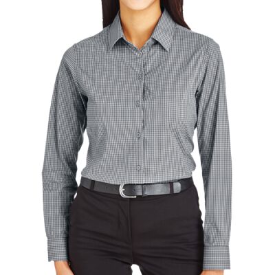 CrownLux Performance® Ladies' Tonal Mini Check Woven Shirt Thumbnail
