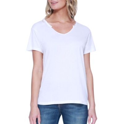 Ladies' Cotton/Modal Open V-Neck T-Shirt Thumbnail